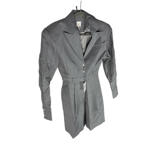 HELSA The Short Meeting 100% Wool Jumpsuit Romper Quiet Luxury Heather Gray M - Picture 3 of 10
